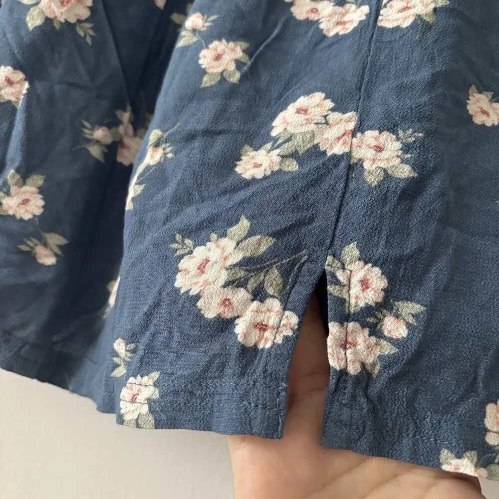 American Eagle Womens Cottagecore Blue Skirt Size M Floral Milkmaid Boho Peasant